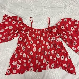 Coral off the shoulder Billabong shirt